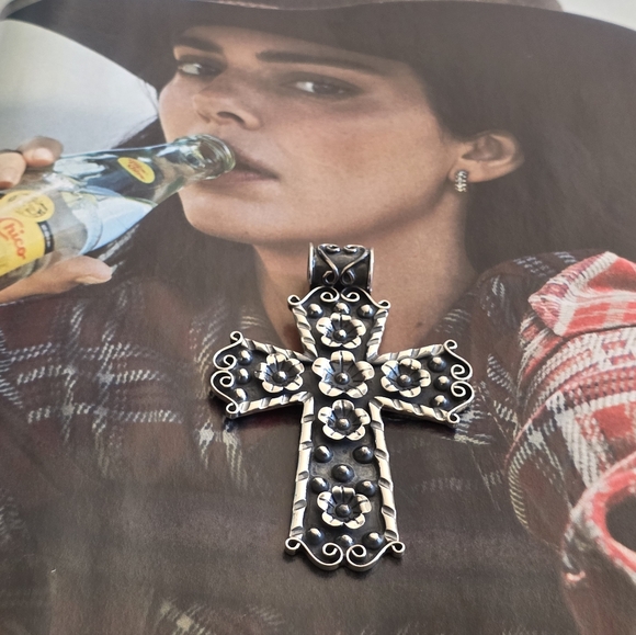 Sterling Silver TAXCO Cross Pendant (Heavy) - Picture 3 of 16